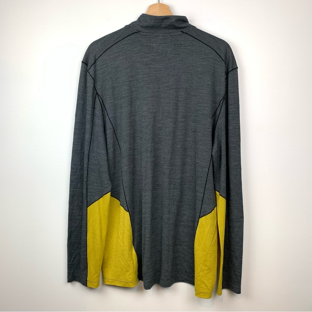 Smartwool Base Layer Long Sleeves Shirt 1/4 Zip Merino Sport 150 XL Gray Yellow - Picture 2 of 15